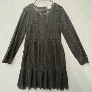 Whimsigoth Dress Womens Large Eyelet Lace Sheer Long Sleeve Party Cocktail L